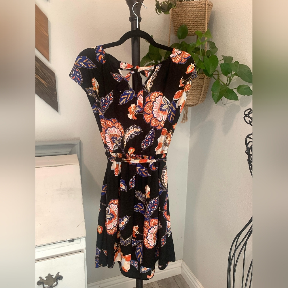 LC Black Boho Print Dress